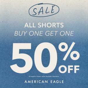 All Shorts Buy One Get One 50% Off!