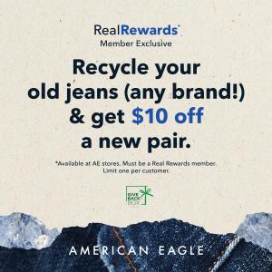 recycle your old jeans & get $10 off a new pair